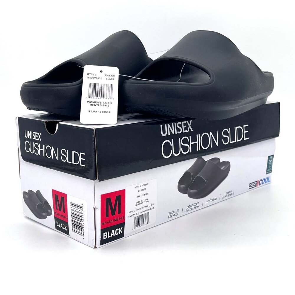 32 Degrees Cool Unisex Black Cushion Slides Womens 7.5-8.5 Mens 5.5-6.5 Size M - Picture 2 of 11